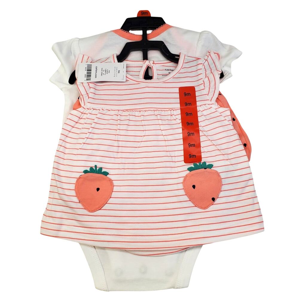 Carters Baby Girl Strawberry Summer Outfit Set 4 Piece Cotton Size 9 Months NEW